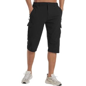 Lexiart Mens Hiking Cargo Shorts Quick Dry Lightweight Work Golf Capri Pants with 5 Zipper Pockets