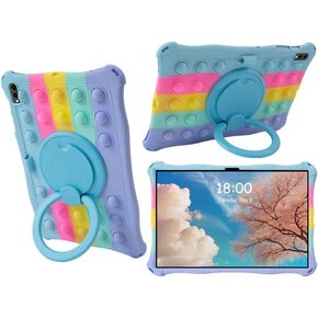 Case for Samsung Galaxy Tab S9 FE+/S9+ Plus/S8 Plus/S7 FE +/S7 Plus 12.4-inch Tablet Multi-Function Kid-Friendly Case (Colorful Blue)