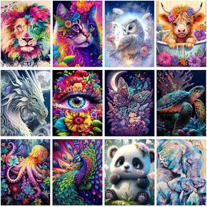 Eficentline 12 Pack Diamond Painting Kits for Adults,Animal Diamond Painting Set for Gift Home Wall Decor - 5D DIY Craft Kit with Diamonds(12x16inch) (Modern-4)