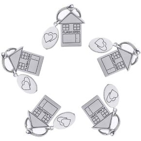 5PCS Folding Metal House Shaped USB 3.0 16GB USB Flash Drive Memory Stick Fold Storage Stick Pen-(Silver)