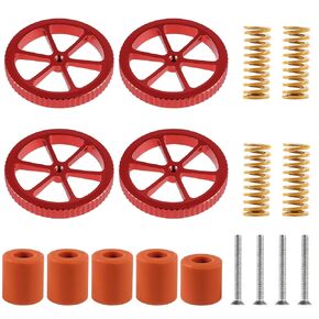 Ender 3 Springs Upgrade Kit 4pcs Red Aluminum Hand Twist Leveling Nut+ 5pcs Heatbed Silicone Leveling Column Mounts+4pcs 20mm Springs and Screws for Ender 3/3 Pro/3v2 3D Printer