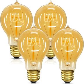 Edison Bulbs 40 Watt, Vintage Light Bulbs, A19 Antique Incandescent Light Bulbs, E26 Dimmable Decorative Light Bulbs, Warm White 2700K, 110-130V, 4 Pack