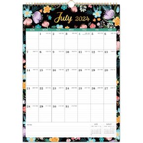 2025 Wall Calendar - Calendar 2025, 12" x 17", Jan. 2025 - Dec. 2025, 12 Monthly Wall Calendar 2025, Twin-Wire Binding + Hanging Hook + Large Ruled Blocks with Julian Dates - Floral