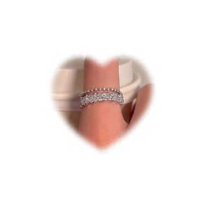 Boho Crystal Ring for Women Paved Cz Knuckle Ring Crystal Stacking Ring Silver Layered rhinestone Finger Ring Open Ring Dainty Adjustable Ring Jewelry for Girls Gifts (Style:A)