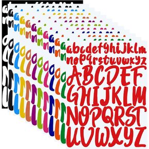 12 Sheets Alphabet Stickers, 12 Colors Self Adhesive Vinyl Letter Stickers Aesthetic, Waterproof Letter Sticker for Water Bottles, Door, Car, Scrapbooking, Poster, Cup