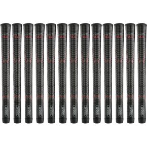 Winn DriTac Standard 2.0 Golf Grip- Bundle of 13 - Winn Golf Grips Dri Tac Performance 2.0 52DT-JBK STANDARD SIZE, Jet Black with Red design.