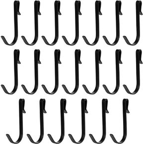 20 Pcs J Shaped Hook Snap On Hook Stainless Steel Hanger Clip-on Hook Wire Rack Hook Hanging Sink Grid Hook for Kitchen, Bedroom, Office, Wire Shelf(Black)