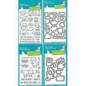 Lawn Fawn - Purrfectly Wicked Stamps and Dies & Purrfectly Wicked Add-On Stamps and Dies - 4 Item Bundle