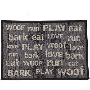 PetRageous 12062 Vintage Tapestry Dog and Cat Non-Skid Machine Washable Mat for Pet Feeding Areas with Rubber Backing 13-Inch by 19-Inch for Dogs and Cats, Grey