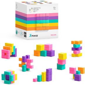PIXIO Amphibio- Tiny Magnetic Blocks Building Toy in The Pixel Art style with free App - 5/16" plastic cubes with 6 magnets inside - Open ended toy - Creativity toy for Ages 6+
