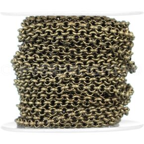 CleverDelights Bulk Rolo Chain - 1/8" Link - 25 Feet - Antique Bronze Color