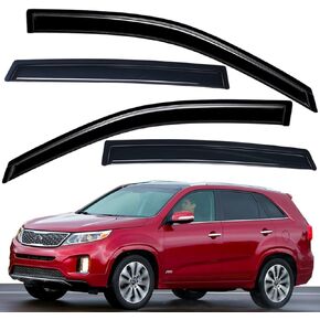 Lightronic WV94187 Outside-Mount Side Window Visors Deflectors Vent Rain Guards, Dark Smoke, 4-Pieces Set, Fits 2011-2015 Kia Sorento