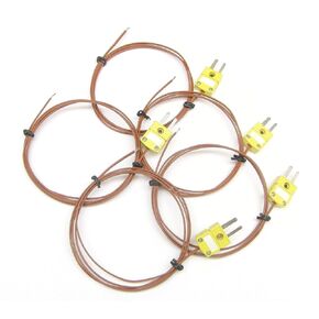 K-Type Thermocouple Wire PK-1 Temperature Sensor with High Temperature Plastic Insulation (Set of 5)