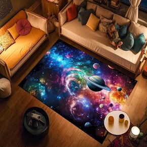 Space Rug - Galaxy Themed Carpet for Kids Room and Living Room, 36x24 inches