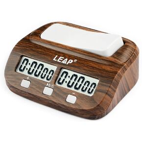 LEAP Chess Clock Digital Chess Timer Professional for Board Games Timer with Alarm Function (Official Store) Wood Appearance