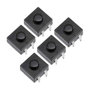 uxcell 5 Pcs 12x12x9mm 3 Poles PCB Latching Tactile Tact Push Button Switch for Torch