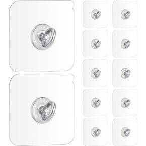 12 Pcs Heavy Duty Adhesive Wall Hooks 2.36 Inch Ceiling Wall Hangers Without Nails Practical Stainless Steel Waterproof No Nail Wall Hanger for Indoor Outdoor Kitchen Home Office Hanging Plant