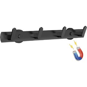 Strong Magnetic Coat Hooks-4 Hooks Matte Black Magnetic Hanger Holder-Heavy Duty Magnetic Rack for Hanging Coat, Bag, Helmet, Backpack (4 Hooks)