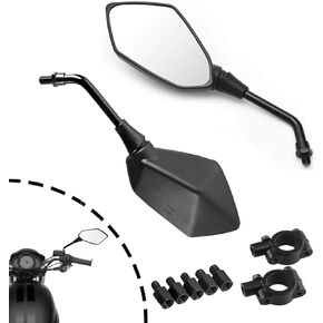 Motorcycle Mirrors Rear View Side Mirror 8mm 10mm Bolt Handle Bar Mount Clamp Compatible with Scooter Dirt Quad Bike ATV's Polaris Yamaha ​Honda Suzuki Kawasaki