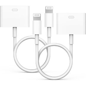 2 Pack Lightning to 30 Pin Adapter, Apple MFi Certified 8 Pin Male to 30 Pin Female Converter for iPhone Lightning Charging and Data Transfer, Compatible with iPhone 14 13 12 11 Xs X 8 7 6-No Audio