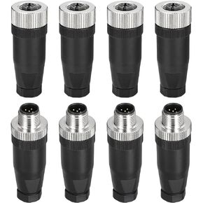 MECCANIXITY 5 Pin M12 Male & Female Aviation Wire Connector, 4 Set Waterproof IP67 Circular Connector for Networks Instruments Computer