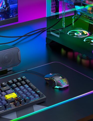 ماوس ألعاب، ماوس سلكي لمستوى دخول الكمبيوتر الشخصي مع إضاءة خلفية RGB ونقطة لكل بوصة قابلة للتعديل، ماوس كمبيوتر محمول مريح للمكتب، ماوس ألعاب الكمبيوتر مع 7 أزرار استجابة لنظام التشغيل Windows/Mac/Linux/Chrome in Kuwait