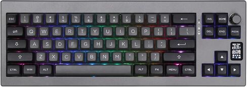 EPOMAKER Shadow-X Gasket Mechanical Keyboard, Hot-Swap 2.4ghz/Bluetooth/USB-C Wired Wireless Gaming Keyboard with Screen, 3000mAh Battery, Poron Foam (Black, Bluebird Switch) in Saudi Arabia