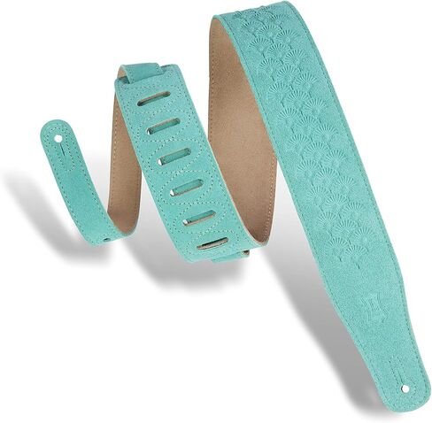 Levy's Leathers 2.5" Suede Leather Guitar Strap Dandelion Emboss Design; Seafoam (MS26DE-SEA) in Saudi Arabia
