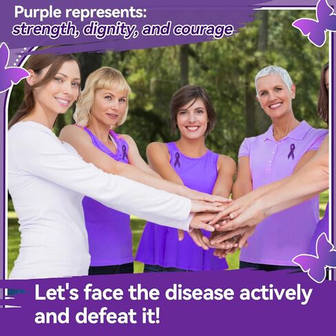 50/100/150 قطعة من أشرطة التوعية الأرجوانية - أشرطة التوعية من الساتان الأرجواني للتوعية بمرض الذئبة، وشريط شجاعة وكرامة ودبابيس من الساتان لمرض الزهايمر والعنف المنزلي وسرطان البنكرياس والحدث الخيري in Kuwait