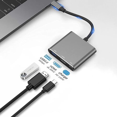محول USB C إلى HDMI متعدد المنافذ مع منفذ شحن، محول HDMI إلى USB C Hub للشاشة إلى الكمبيوتر المحمول، محول USB-C إلى USB بسرعة 10 جيجابت في الثانية، محول USBC HDMI محول 4K لأجهزة Mac iPad pro MacBook Chromebook in Saudi Arabia