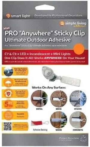 Max Pro Anywhere Sticky Clip Ultimate Outdoor Adhesive White Light Clip Value Pack (25 Clips) in Kuwait
