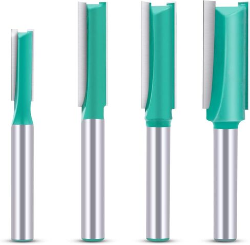 Straight Router Bit 4 Pcs Set, 1/4" Shank, Straight Router Bit Set, for DIY, Woodworking Project, Cutting Diameter 5/16", 1/4"，3/8", 1/2" in Kuwait