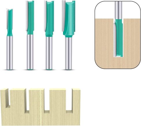 Straight Router Bit 4 Pcs Set, 1/4" Shank, Straight Router Bit Set, for DIY, Woodworking Project, Cutting Diameter 5/16", 1/4"，3/8", 1/2" in Kuwait