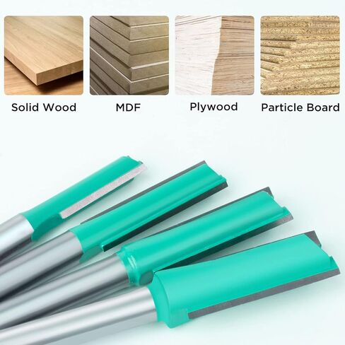 Straight Router Bit 4 Pcs Set, 1/4" Shank, Straight Router Bit Set, for DIY, Woodworking Project, Cutting Diameter 5/16", 1/4"，3/8", 1/2" in Kuwait