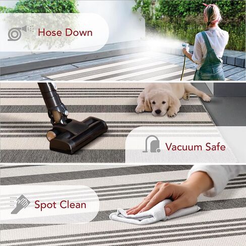 nuLOOM Robin Multi Stripe Indoor/Outdoor Area Rug, 4' x 6', Grey/Beige, Rectangular, 0.1" Thick in Saudi Arabia