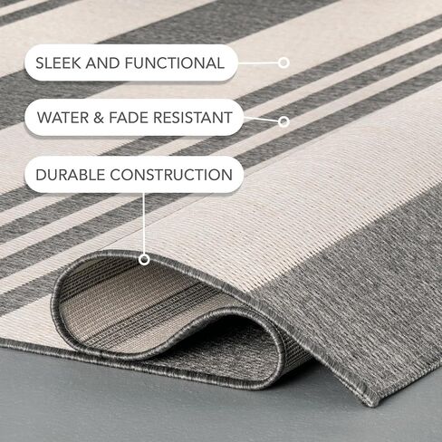nuLOOM Robin Multi Stripe Indoor/Outdoor Area Rug, 4' x 6', Grey/Beige, Rectangular, 0.1" Thick in Saudi Arabia