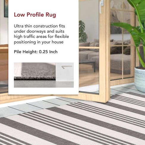 nuLOOM Robin Multi Stripe Indoor/Outdoor Area Rug, 4' x 6', Grey/Beige, Rectangular, 0.1" Thick in Saudi Arabia