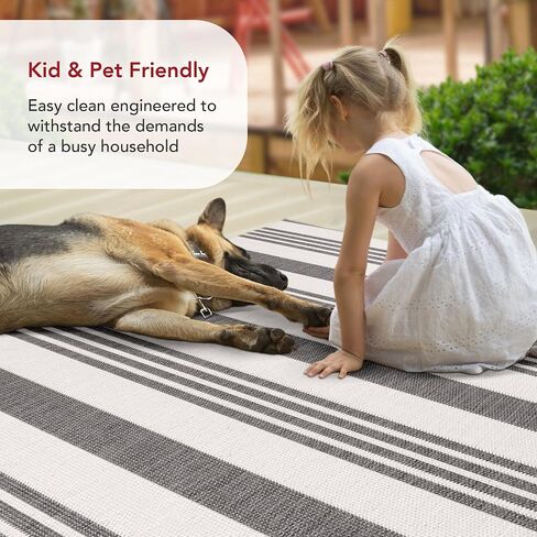nuLOOM Robin Multi Stripe Indoor/Outdoor Area Rug, 4' x 6', Grey/Beige, Rectangular, 0.1" Thick in Saudi Arabia