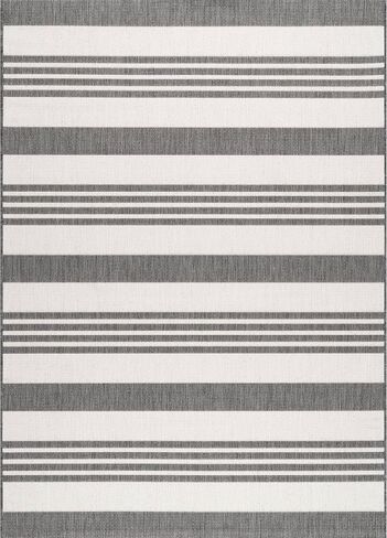 nuLOOM Robin Multi Stripe Indoor/Outdoor Area Rug, 4' x 6', Grey/Beige, Rectangular, 0.1" Thick in Saudi Arabia