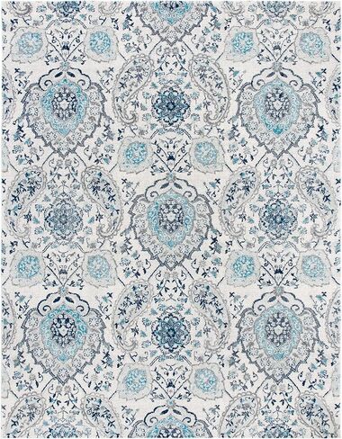 سجادة منطقة مجموعة SAFAVIEH Madison - 8 × 10 بوصة، كريمي ورمادي فاتح، تصميم بوهو شيك جلام بيزلي، لا يتساقط ويسهل العناية به، مثالي للمناطق ذات حركة المرور العالية في غرفة المعيشة وغرفة النوم (MAD600C) in Kuwait