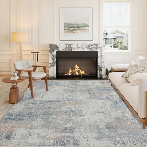 6x9 Area Rug Washable Blue Multi Abstract Living Room Bedroom Large Throw Rug Non Slip Soft Modern Indoor Floor Carpet for Dining Room Office Entryway Kitchen Nursery in Saudi Arabia