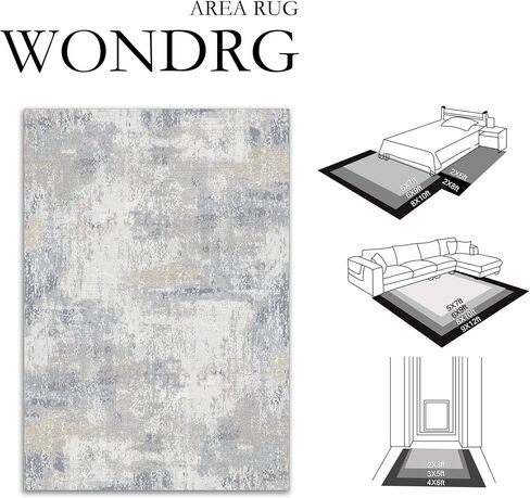 6x9 Area Rug Washable Blue Multi Abstract Living Room Bedroom Large Throw Rug Non Slip Soft Modern Indoor Floor Carpet for Dining Room Office Entryway Kitchen Nursery in Saudi Arabia