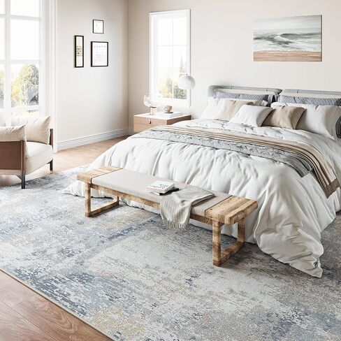 6x9 Area Rug Washable Blue Multi Abstract Living Room Bedroom Large Throw Rug Non Slip Soft Modern Indoor Floor Carpet for Dining Room Office Entryway Kitchen Nursery in Saudi Arabia