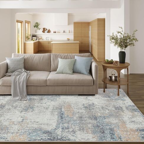 6x9 Area Rug Washable Blue Multi Abstract Living Room Bedroom Large Throw Rug Non Slip Soft Modern Indoor Floor Carpet for Dining Room Office Entryway Kitchen Nursery in Saudi Arabia