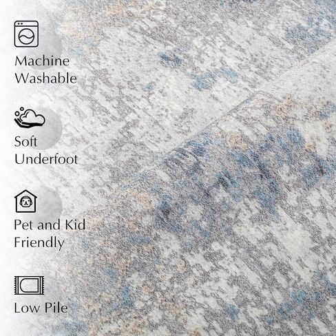 6x9 Area Rug Washable Blue Multi Abstract Living Room Bedroom Large Throw Rug Non Slip Soft Modern Indoor Floor Carpet for Dining Room Office Entryway Kitchen Nursery in Saudi Arabia