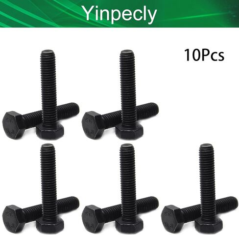 Yinpecly M8 x 100 مم من الفولاذ الكربوني درجة 8.8 براغي رأس سداسية خارجية بخيط متري مثبت لأدوات الأثاث الآلي، أسود 10 قطع in Saudi Arabia