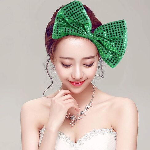 عصابة رأس كبيرة من Toyvian بفيونكة ترتر للنساء: طوق شعر على شكل فيونكة خضراء لعيد الميلاد للعام الجديد، غطاء رأس على شكل فيونكة للفتيات، غطاء رأس للحفلات in Kuwait