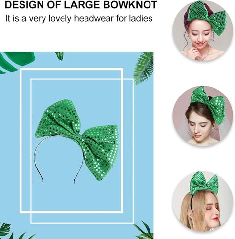 عصابة رأس كبيرة من Toyvian بفيونكة ترتر للنساء: طوق شعر على شكل فيونكة خضراء لعيد الميلاد للعام الجديد، غطاء رأس على شكل فيونكة للفتيات، غطاء رأس للحفلات in Kuwait