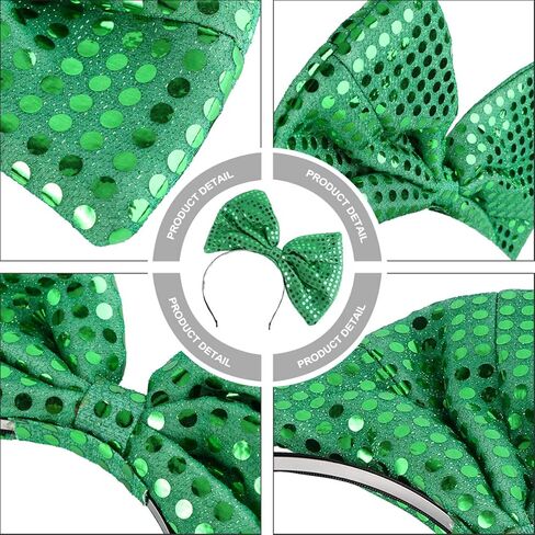 عصابة رأس كبيرة من Toyvian بفيونكة ترتر للنساء: طوق شعر على شكل فيونكة خضراء لعيد الميلاد للعام الجديد، غطاء رأس على شكل فيونكة للفتيات، غطاء رأس للحفلات in Kuwait