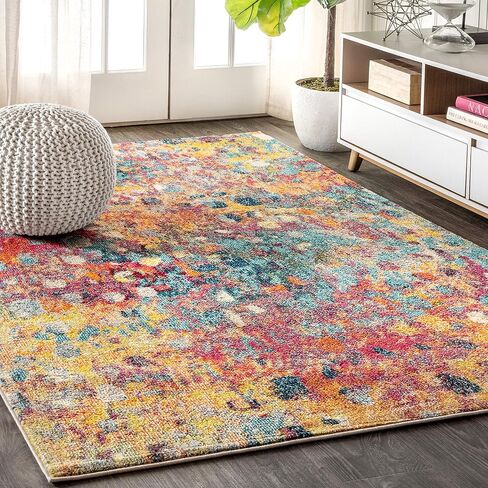 JONATHAN Y CTP108A-8 Contemporary POP Modern Abstract Multi/Yellow 8 ft. x 10 ft. Area-Rug, Bohemian, Easy-Cleaning, for Bedroom, Kitchen, Living Room, Non Shedding in Saudi Arabia